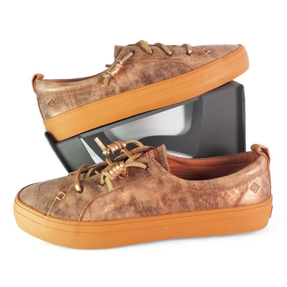 Sperry Crest‎ Vibe Shimmer Metallic Leather Sneakers "Rose" STS87914 Women's 9